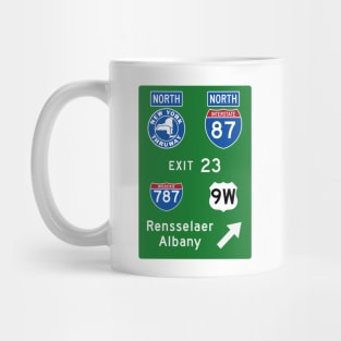 New York Thruway Northbound Exit 23: Rensselaer Albany I-787 Rte 9W Mug